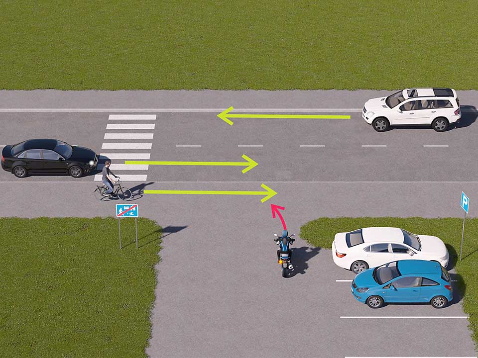 kaavakuvassa on nuolilla osoitettu liikenteen eri liikkumissuunnat