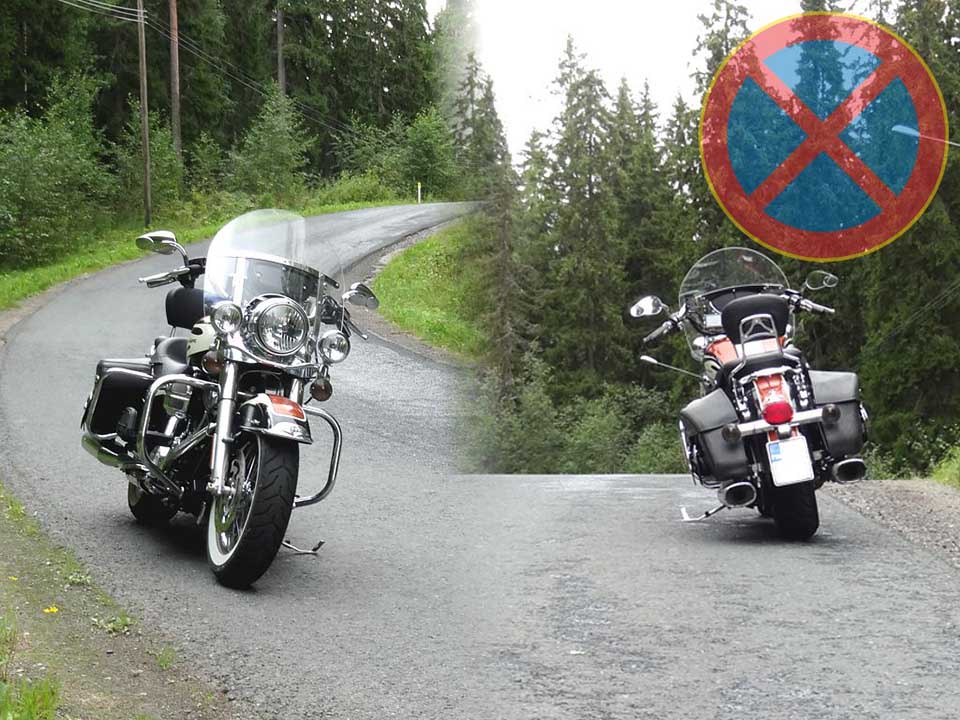 kielletylle alueelle pysäytetty moottoripyörä