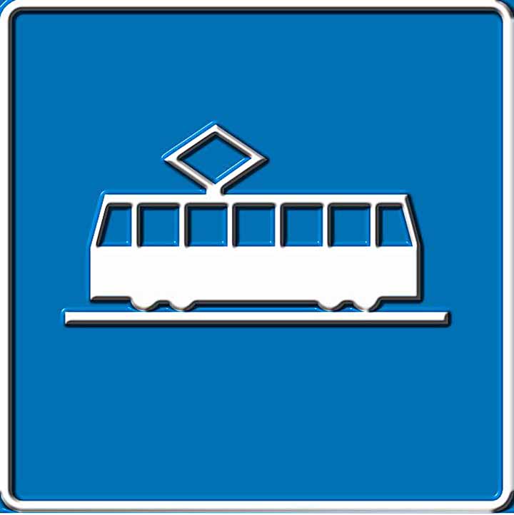 raitiovaunun ajokaistan merkki